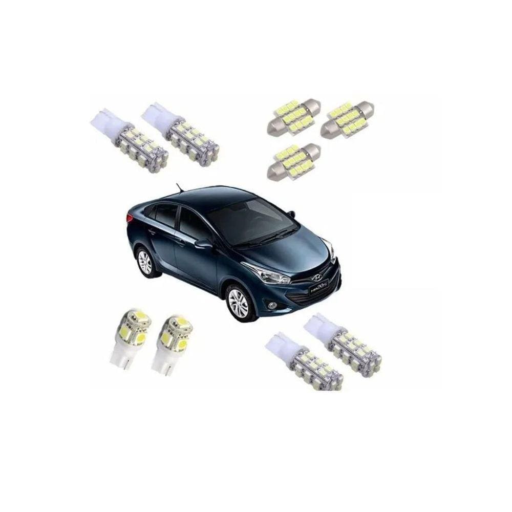 Kit Lâmpada Led Super Branca Hb20S Hb20 Ré Pingão Teto Placa
