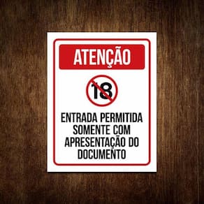 Placa Sinalização - Entrada Permitida Apenas Com Documento
