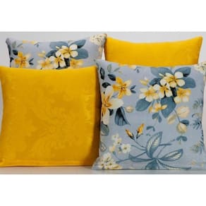 Kit 4 Almofadas Para Sofá Estampa Amarelo Com Azul