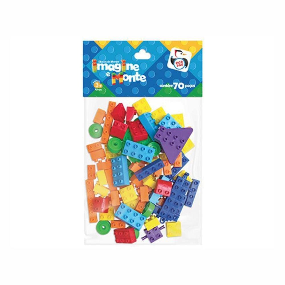 Brinquedo Educativo Imagine E Monte 70 Peças Pica Pau