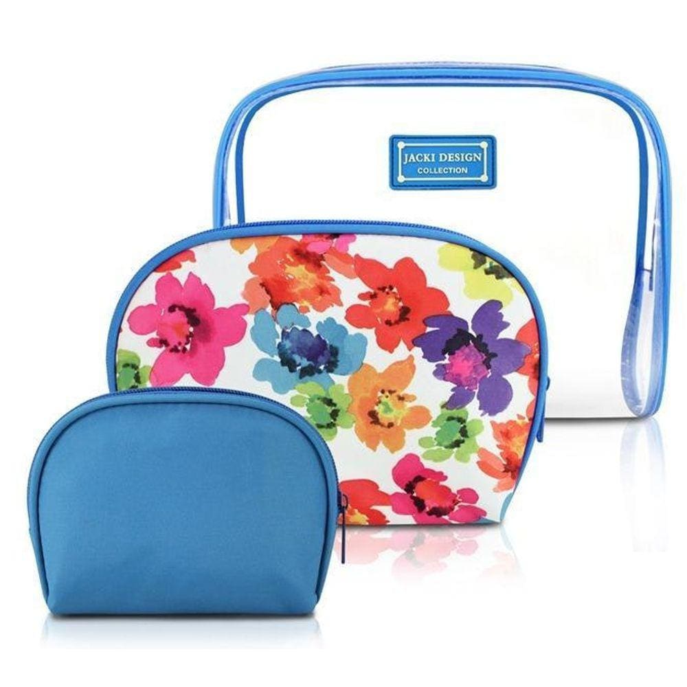 Kit De Necessaire De 3 Peças Aquarela Jacki Design - Azul