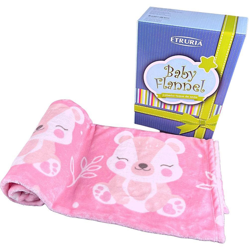 Cobertor De Bebe Feminino Estampado Macio Antialérgico Rosa