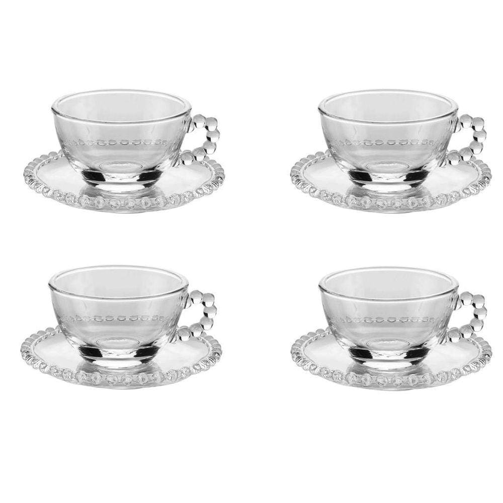 Conjunto De 4 Xícaras De Chá Com Pires 200 Ml Cristal Wolff