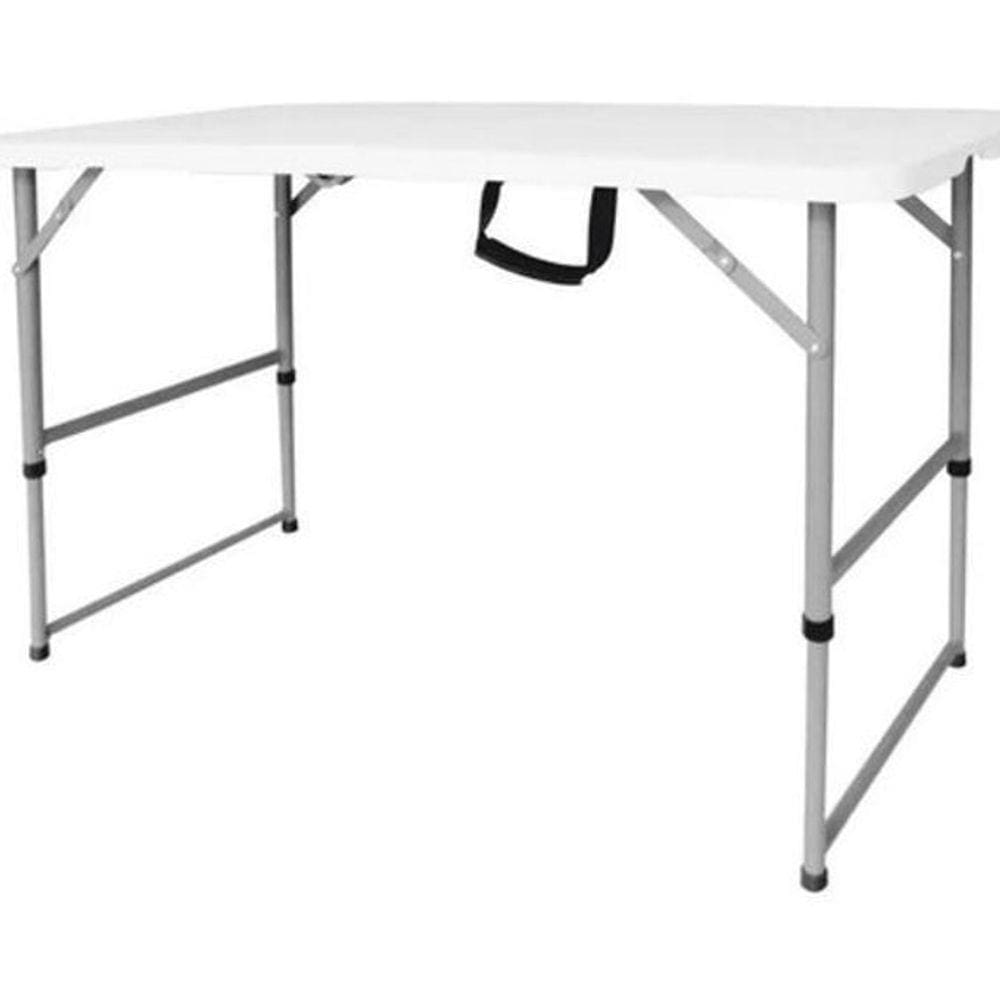 Mesa Dobrável Portatil 1,22M Vira Maleta Camping - Branco