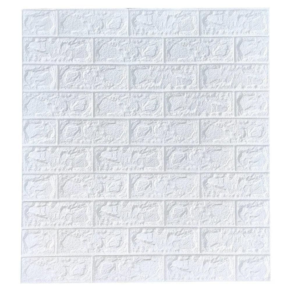 Kit 10 Placa Painel 3D Tijolo Branco Auto Adesivo 70 X 77 Cm