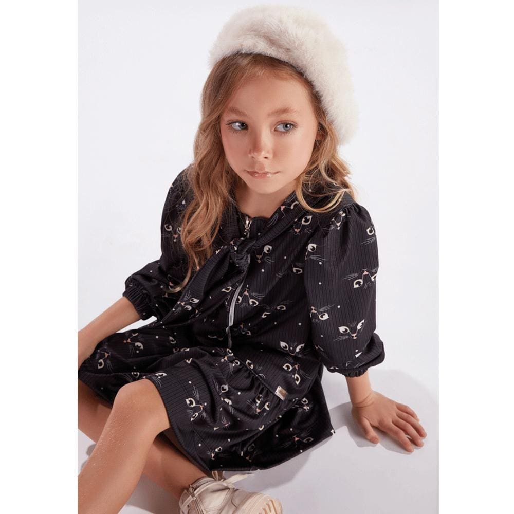 Vestido Manga Longa Gatinha Kiki Xodó Ref:3100036 6/12
