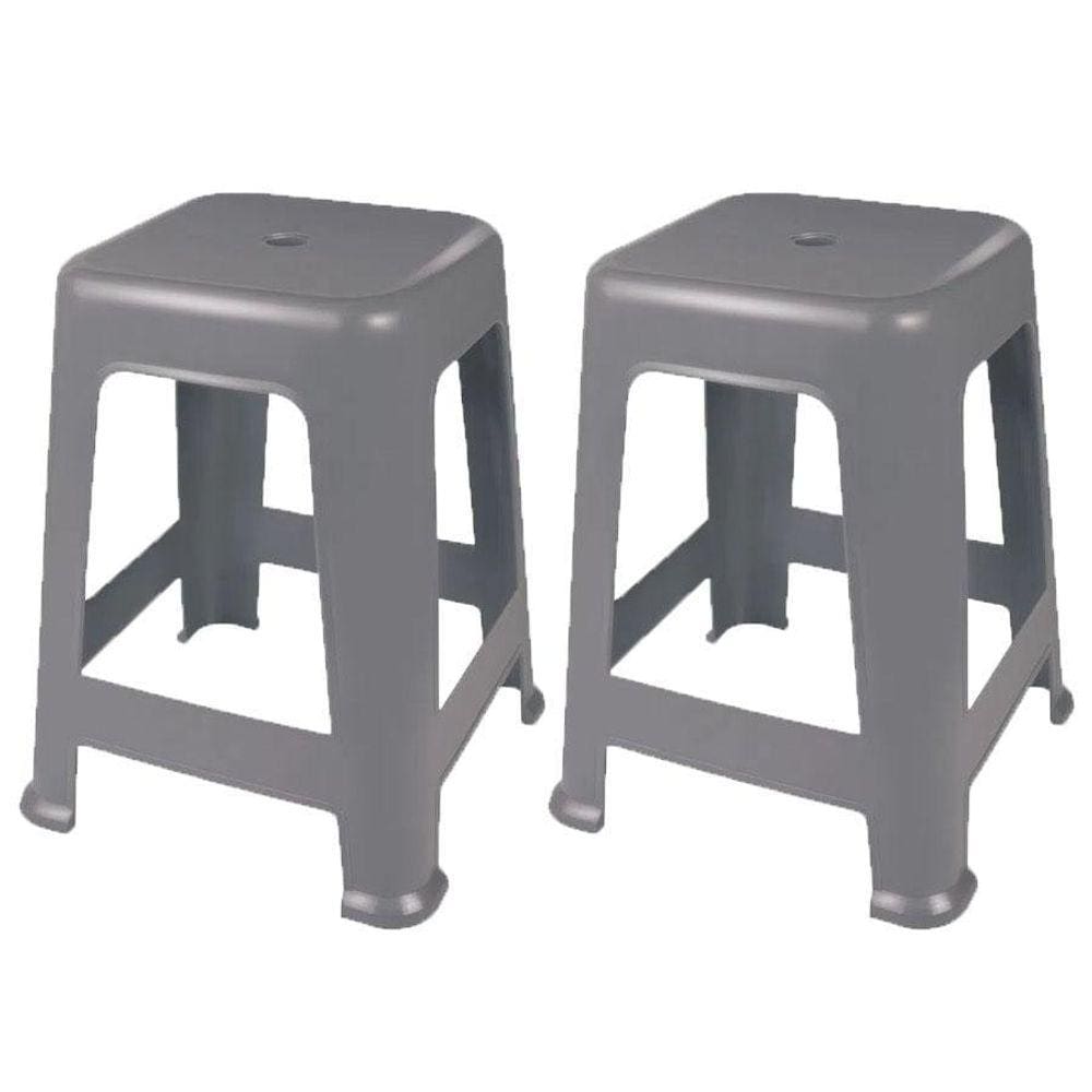 Kit 2 Banqueta Plástica Área Resiliencia Quadrada 45X36Cm