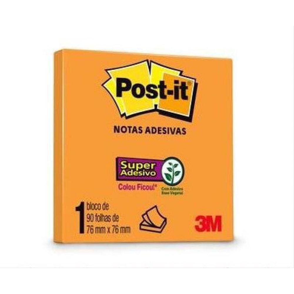 Bloco Adesivo 76X76 90Fls Laranja Post-It 654 - Hb004389316