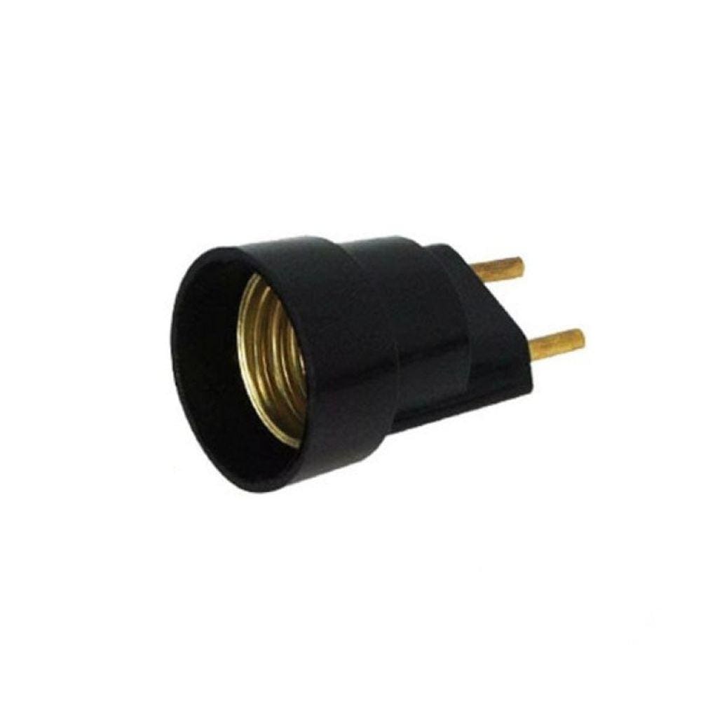 Soquete Para Lampada Com Pino Para Tomada Preto E27