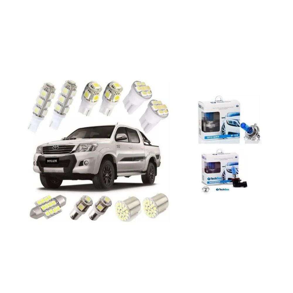 Kit Lâmpadas Led Luz Branca Hilux Pingo Teto Placa Ré Farol