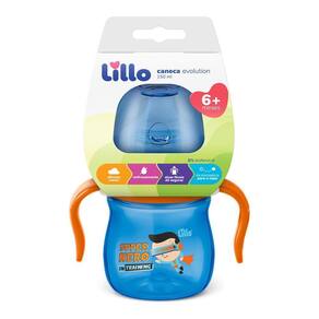 Caneca Lillo Aprendizado Com Alça Evolut 150 Ml 6+ Azul