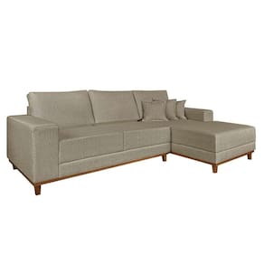 sofá 4 lugares mônaco com chaise direito linho bege