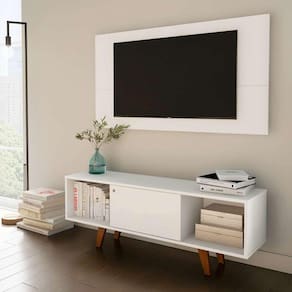 rack com painel para tv até 42 polegadas simon branco 135 cm