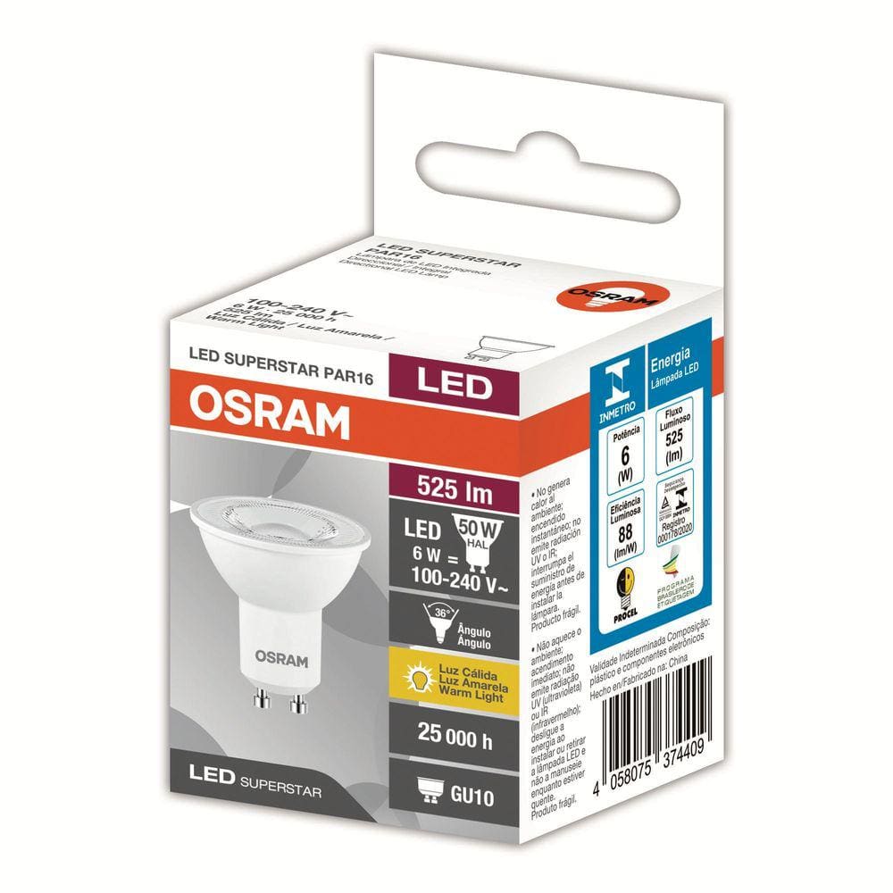 Lampada Led Par16 Ho 6W 2700K 525Lm Biv Gu10-Osram