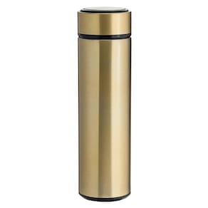 Garrafa Térmica Inteligente Medidor Temperatura Inox Dourada