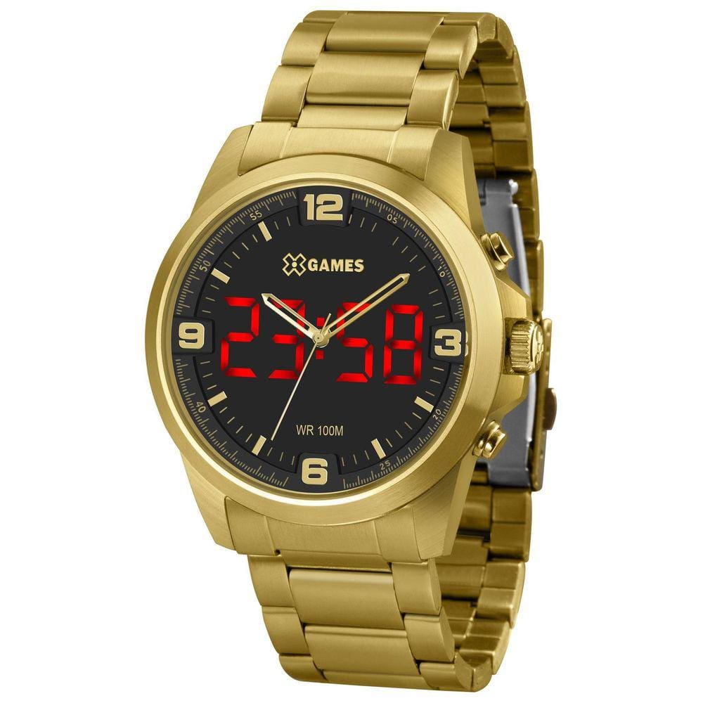 Relógio Masculino X-Games Led Xmgsa007 P2Kx Digital Dourado