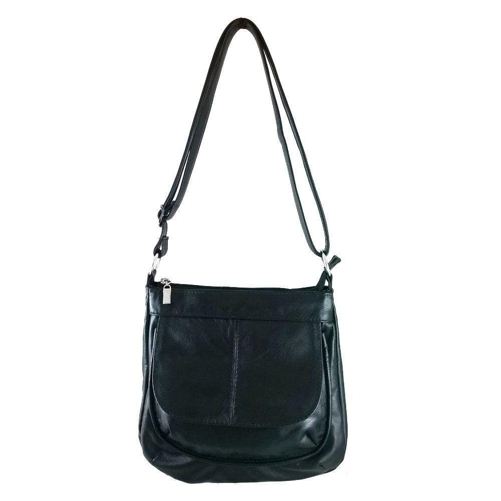 Bolsa Transversal Top Grife Couro Preto