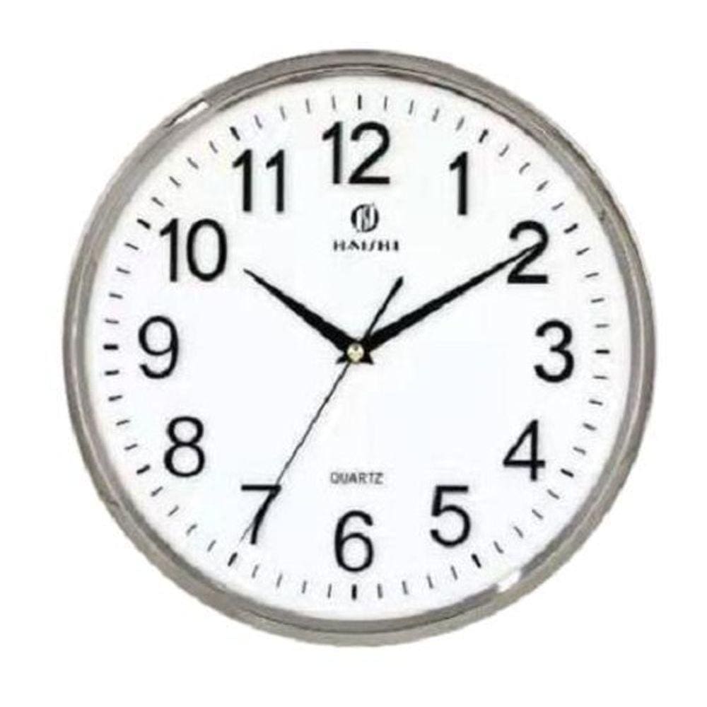 Relógio De Parede Redondo Vidro Modelo 163 Moldura Prateada