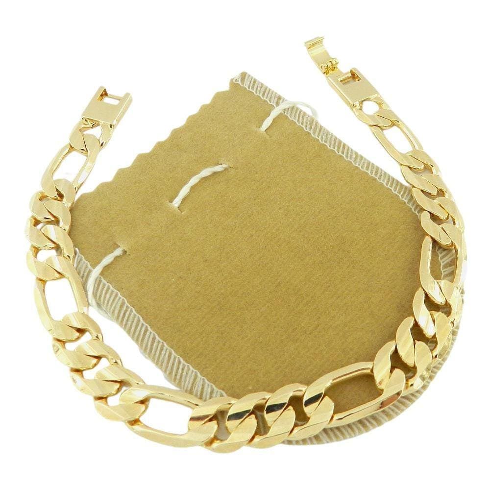 Pulseira Masculina 21Cm 1Cm Largura Folheada Ouro Pl218