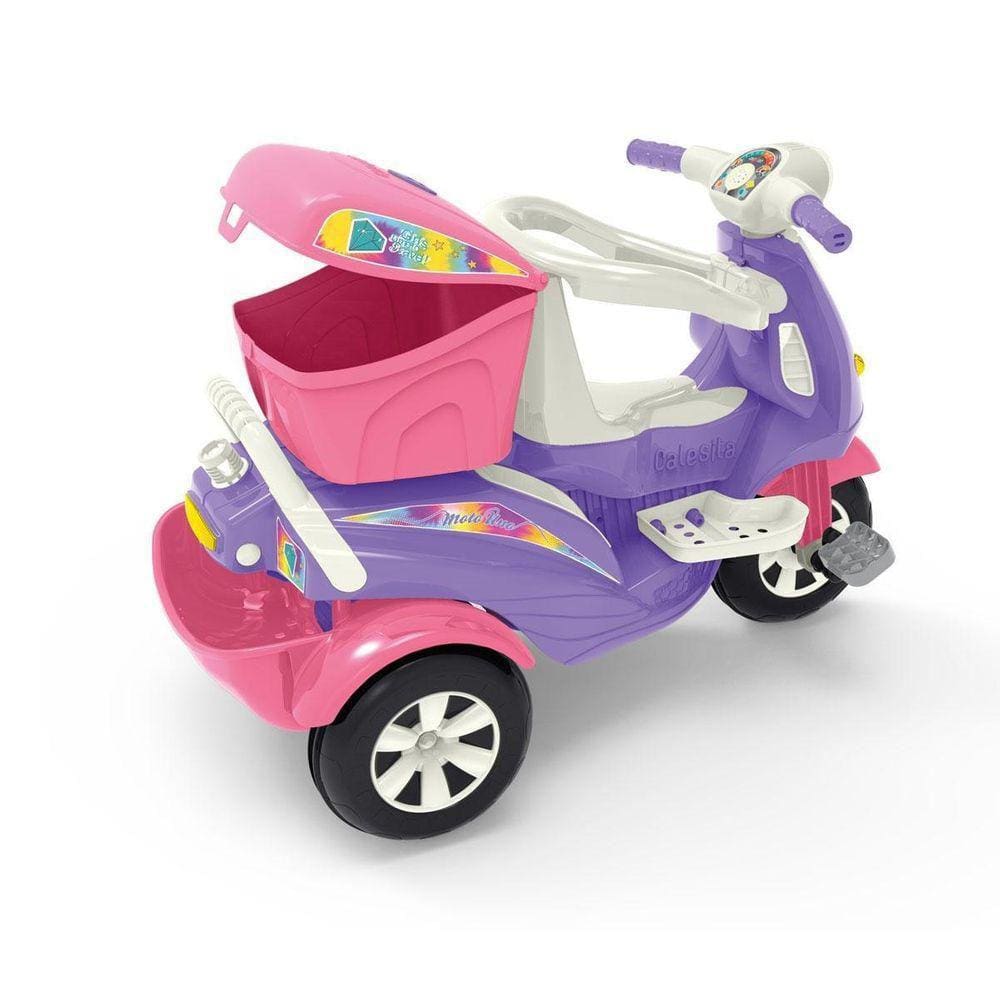 Triciclo Infantil Moto Passeio E Pedal 2 Em 1 Calesita Rosa