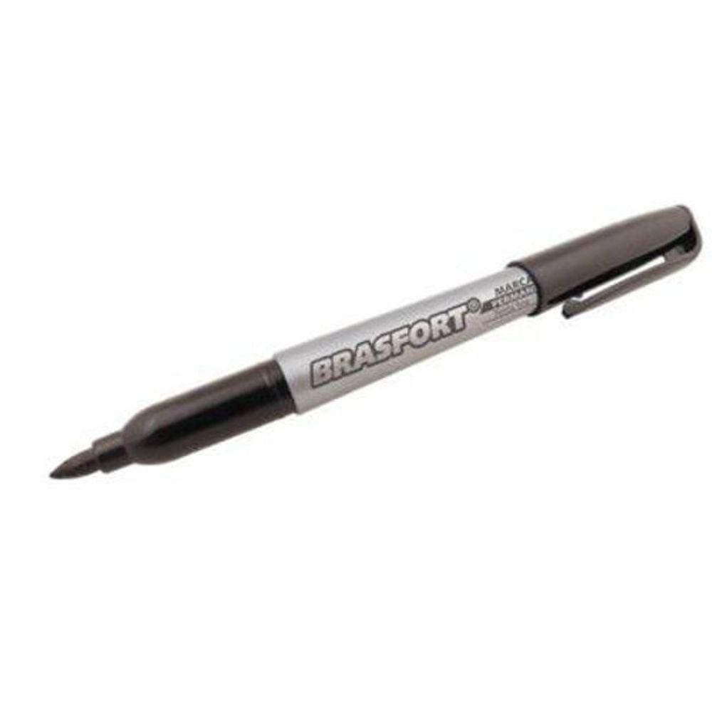 Marcador Caneta Permanente Preto Com Ponta Fina 2Mm Brasfort