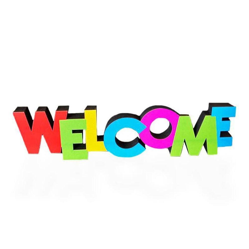 Palavra Welcome Em Mdf Estampa Decoryou