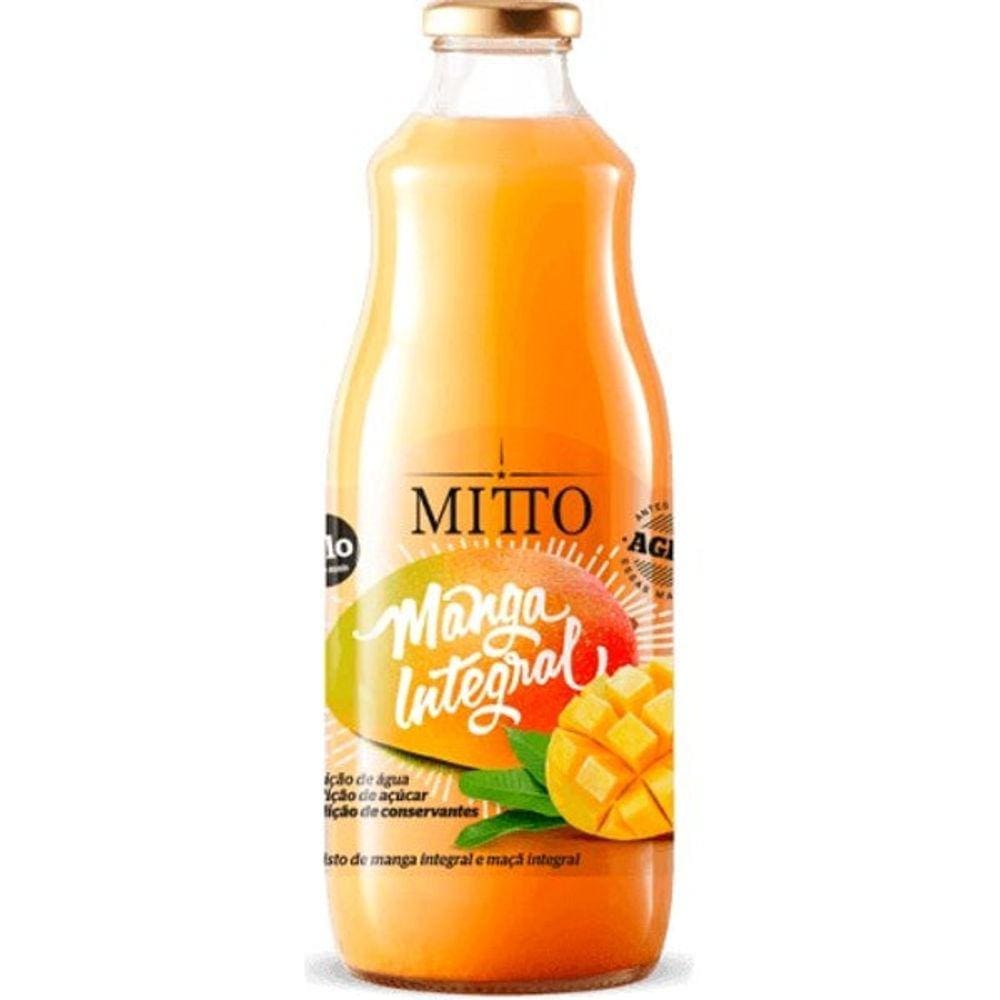 Suco Mitto Vidro 1L Manga  Integral com 03 Unidades