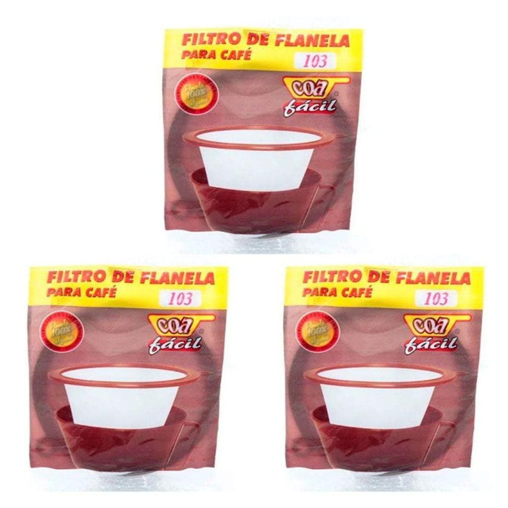 Kit Com 3 Coador Filtro de Flanela Para Café Coa Fácil 103