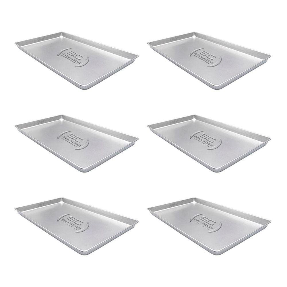 6 Formas Assadeiras Lisa 0,6Mm Pão Doce Alumínio 58X70X3,5