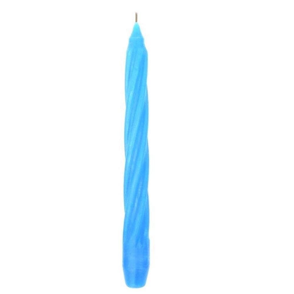 Kit 10 Velas Castiçal Azul Claro Espiral 20 Cm Candelabro