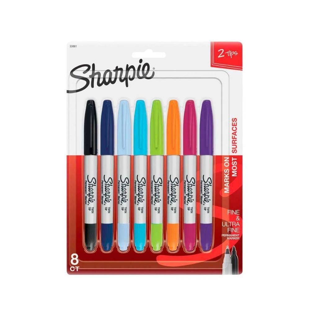 Marcador Permanente Sharpie Twin Tip Com 8 Cores