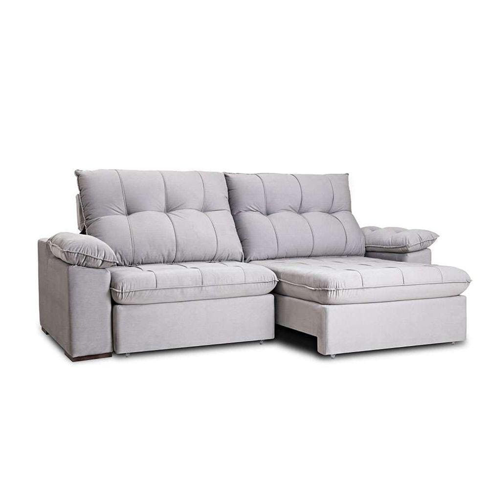 sofá 5 lugares retrátil e reclinável cm usb living triton veludo cinza 290 cm