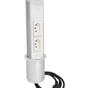 Torre De Tomada Mini Totem Manual 2 Tomadas 10A - Branco
