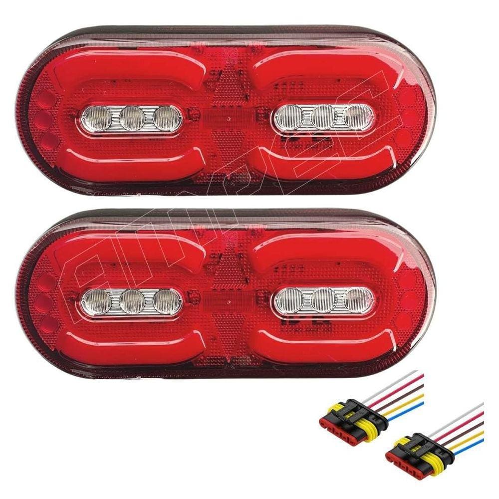 Kit Par Lanterna Traseira Carreta Randon Led 24V + Chicotes
