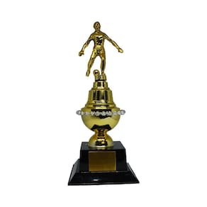 Troféu Jogador De Futebol Dourada Com Plaqueta 28 Cm Ref 11