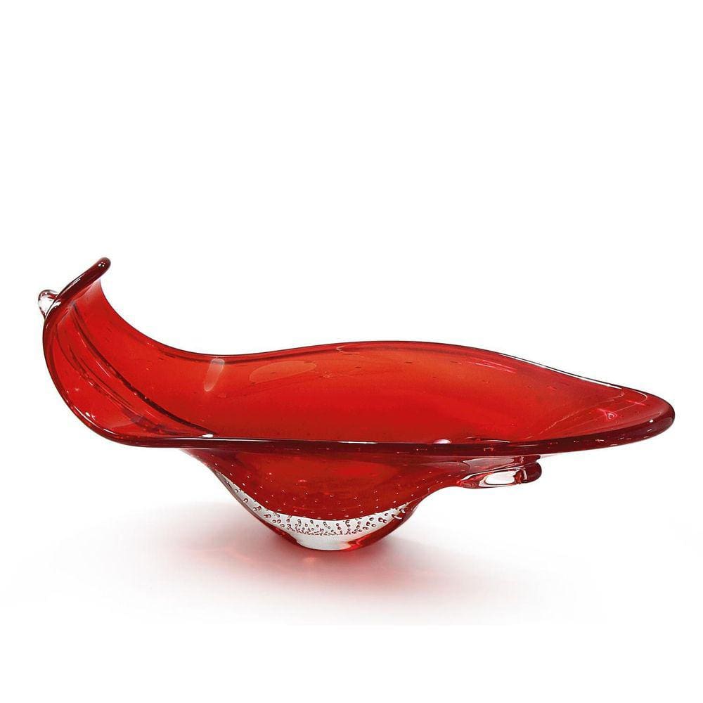 Centro De Mesa Cristal Murano Vermelho São Marcos 26x56x31cm