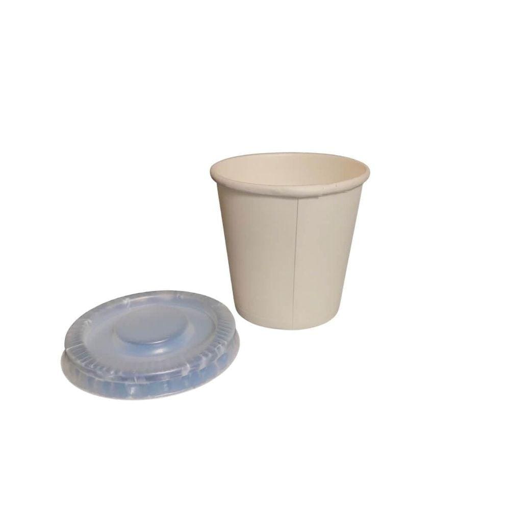Copo Papel Branco Com Tampa Plana Delivery 80Ml - Cx 1.000Un