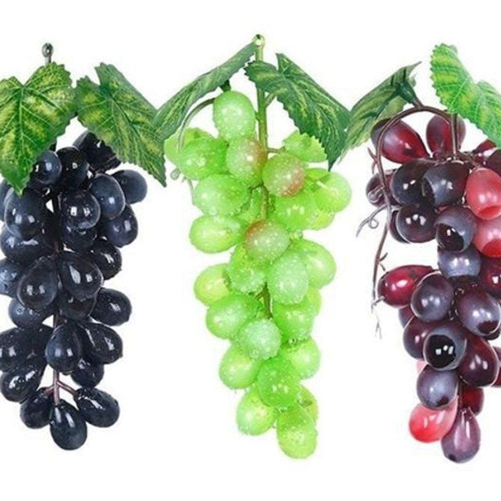 Kit 3 Cachos Uvas Artificial Silicone Enfeite Natalino Mesa