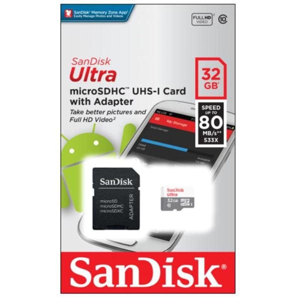 Cartão de Memória Sandisk Micro SD 32GB  com Adaptador