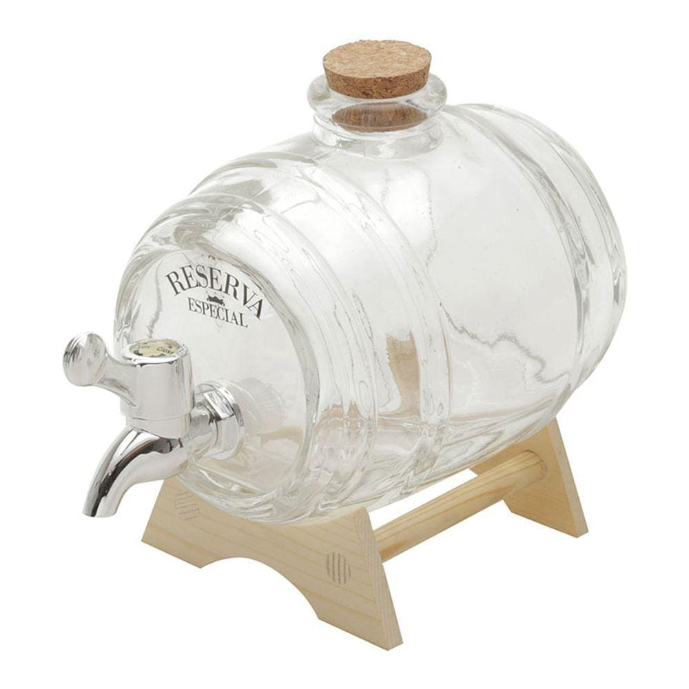 Barril de Vidro para Bebidas Cachaça Transparente 1L