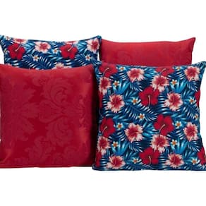 Kit 4 Almofadas Decorativas Para Sofá Vermelho Com Azul