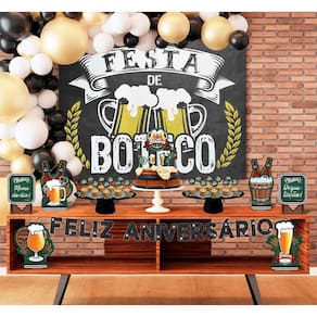 Kit Festa De Boteco Itens Painel + Faixa + Top De Bolo