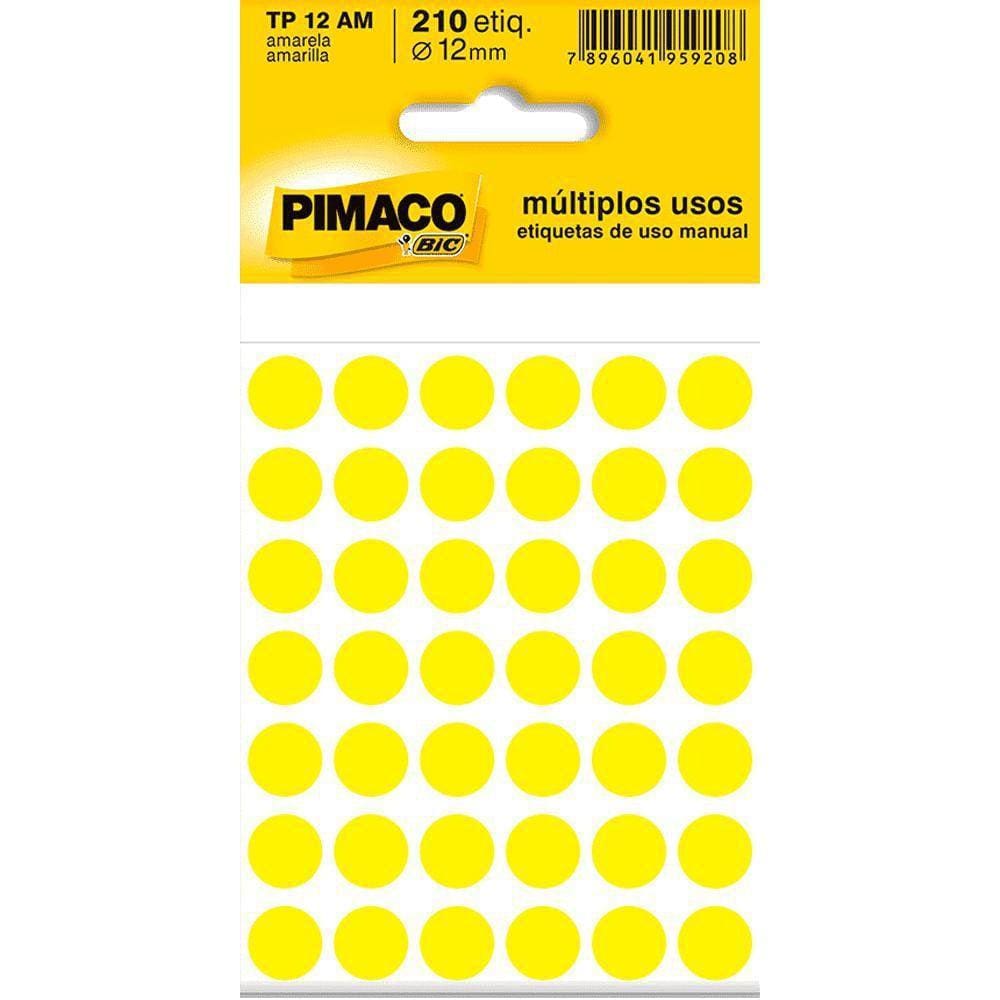 Etiqueta Multiuso Ø 12 Mm 5 Folhas Tp12 Amarelo Pimaco