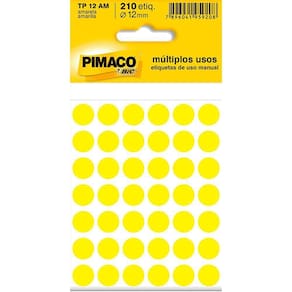 Etiqueta Multiuso Ø 12 Mm 5 Folhas Tp12 Amarelo Pimaco