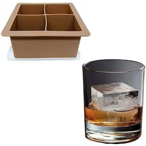 Forma De Gelo 4 Cubos Grandes Silicone Bebidas Whisky