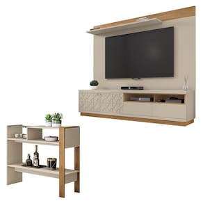 Conjunto Sala De Estar Rack Painel Aparador Renda Caemmun