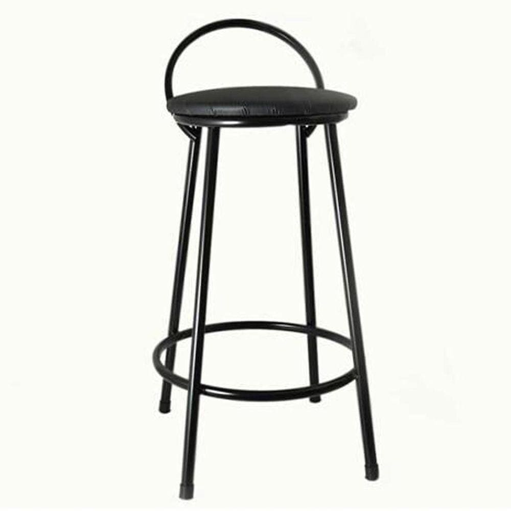 Banco Redondo Com Encosto Tradicional 70Cm De Aço Preto