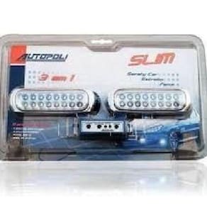 Farol de Milha Strobo Slim 16 Leds Branco Corpo Cromado