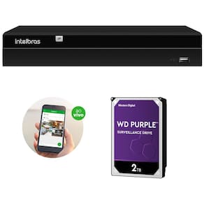 Gravador de Vídeo IP NVR 4 Canais NVD 1404 + HD 2 Teras Purple Intelbras