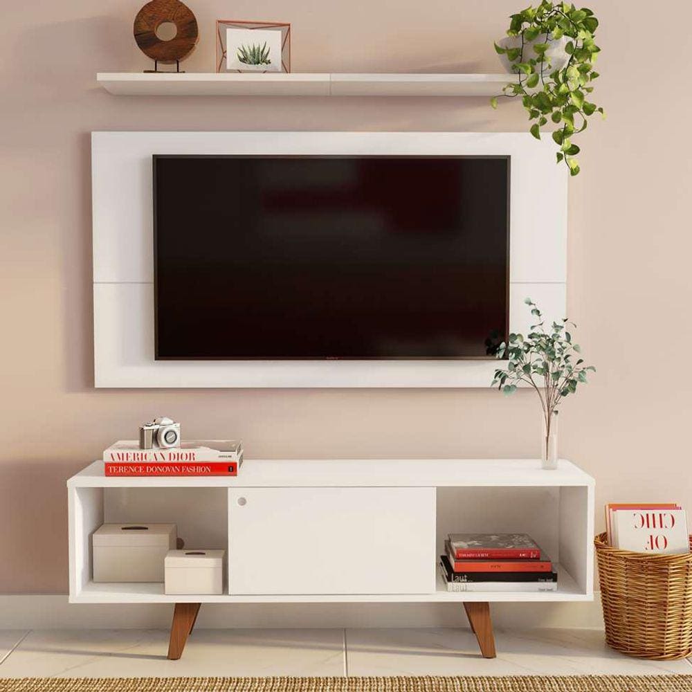 rack com painel para tv até 42 polegadas samuel branco 135 cm